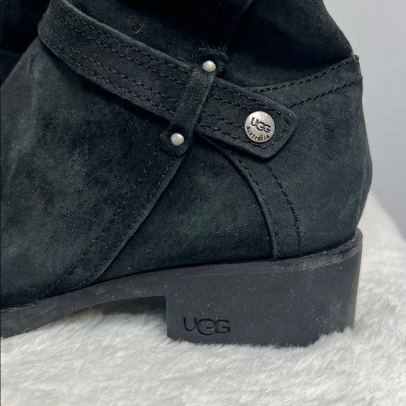 UGG Jillian Black Suede Shearling Sheepskin Lined Riding Boot sz 7 - Picture 6 of 15